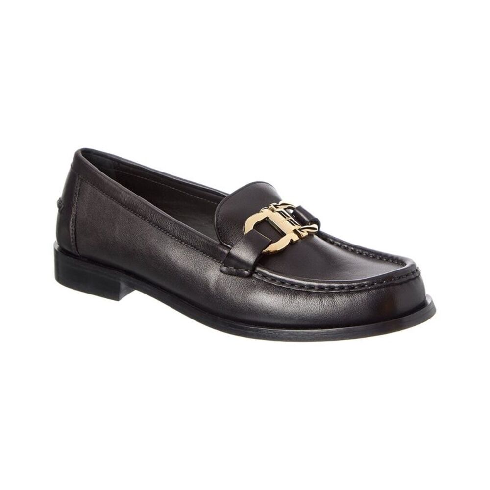 Ferragamo Gancini Leather Loafer, Black